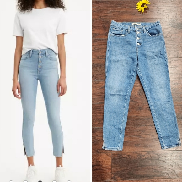 Levis Button Front 721 High Rise Ankle Skinny Women's Jeans - Picture 2 of 12